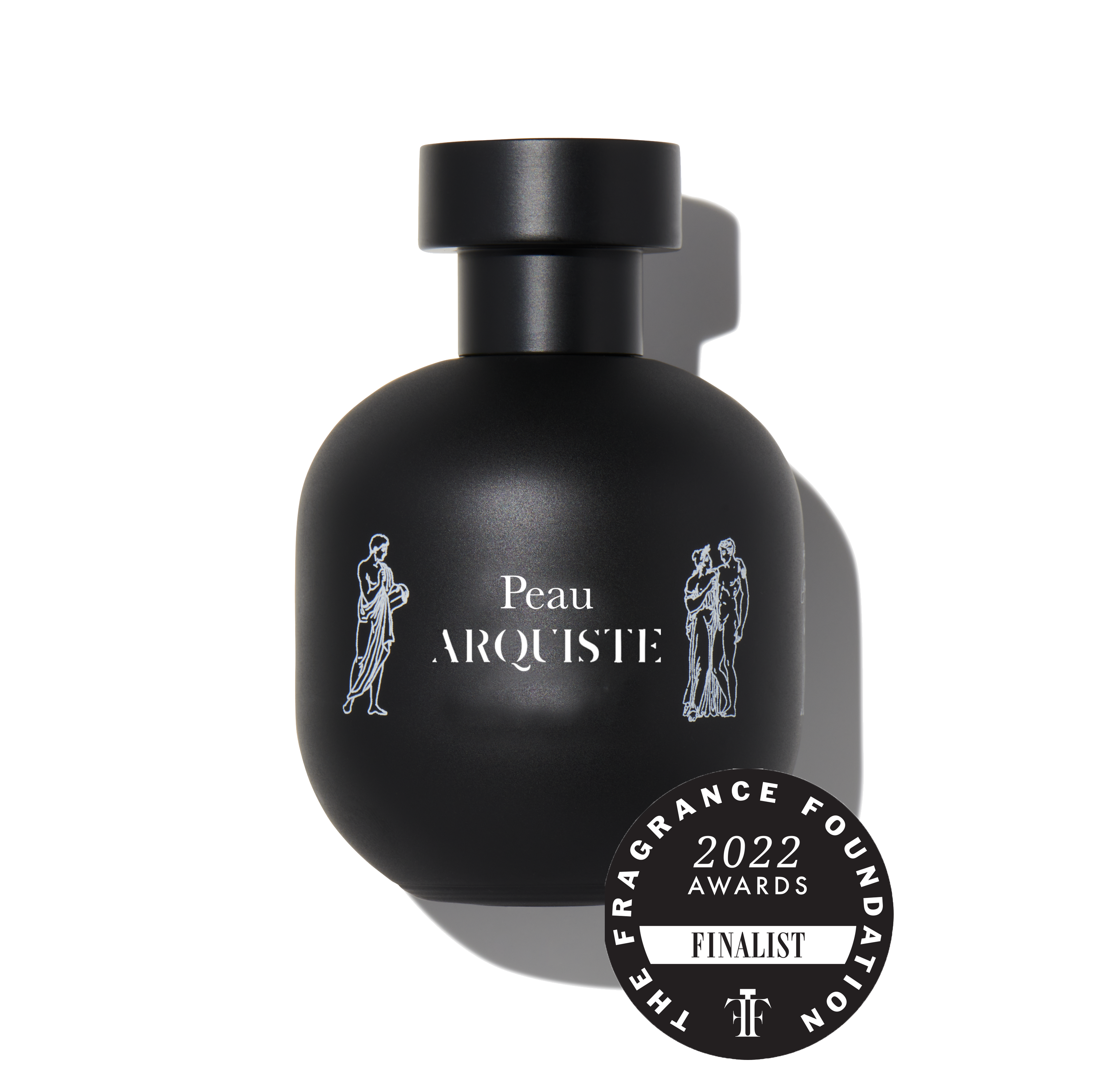 Black perfume bottle with 'Peau Arquiste' branding and a '2022 Fragrance Foundation Awards Finalist' badge on a white background.