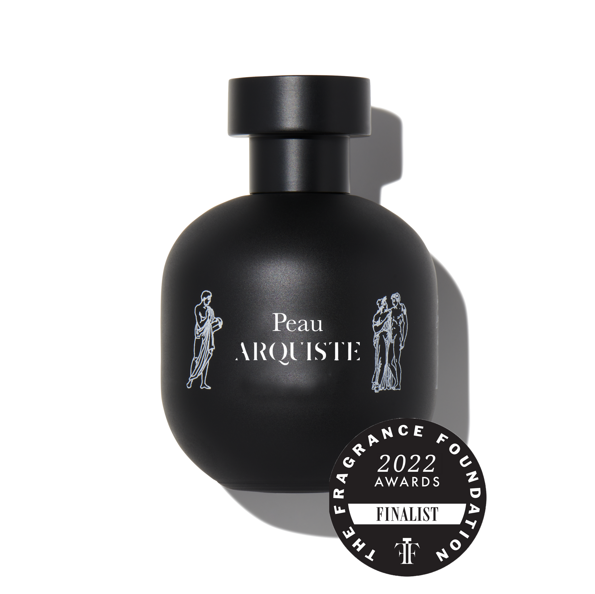 Black perfume bottle with 'Peau Arquiste' branding and a '2022 Fragrance Foundation Awards Finalist' badge on a white background.
