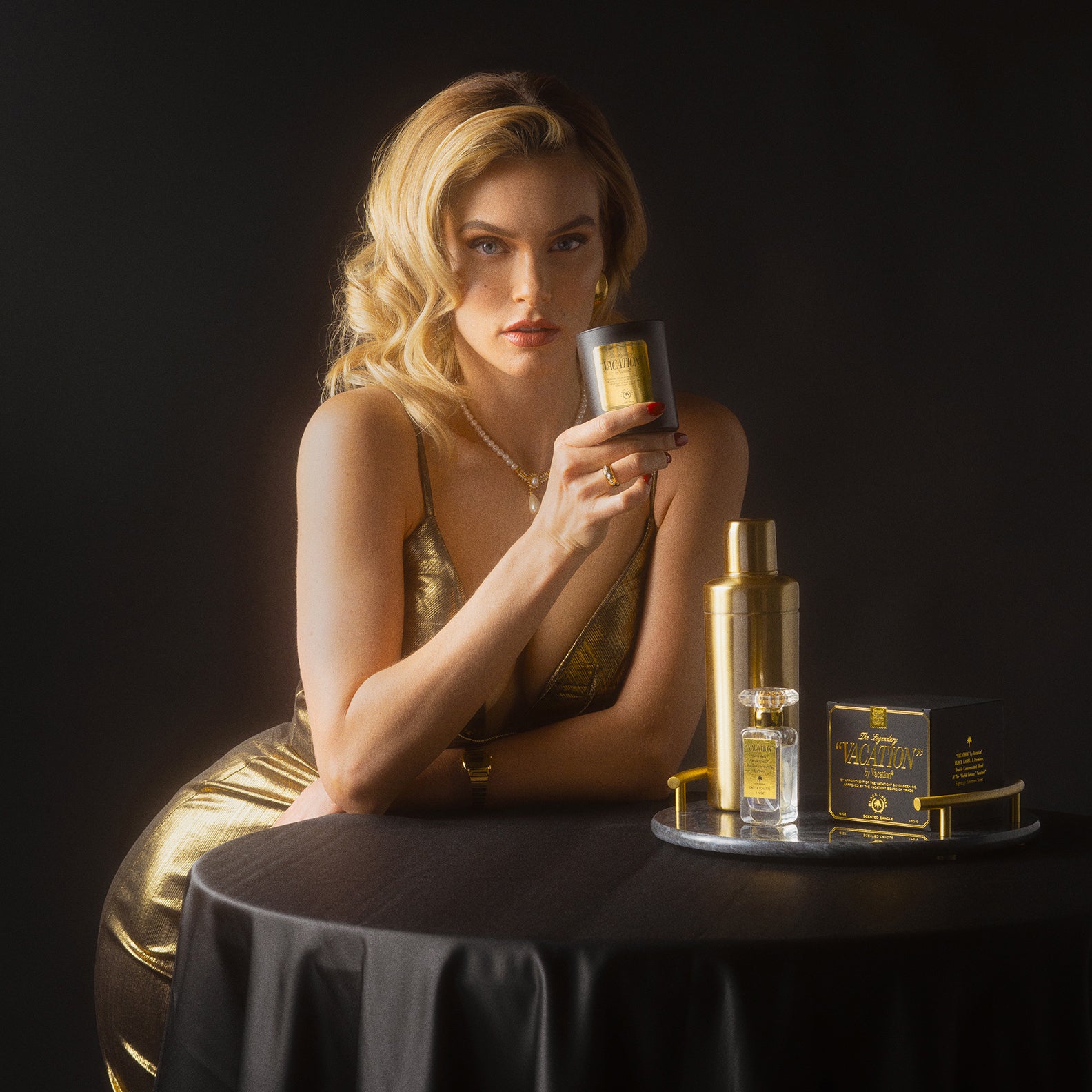 Vacation Black Label Candle and Model
